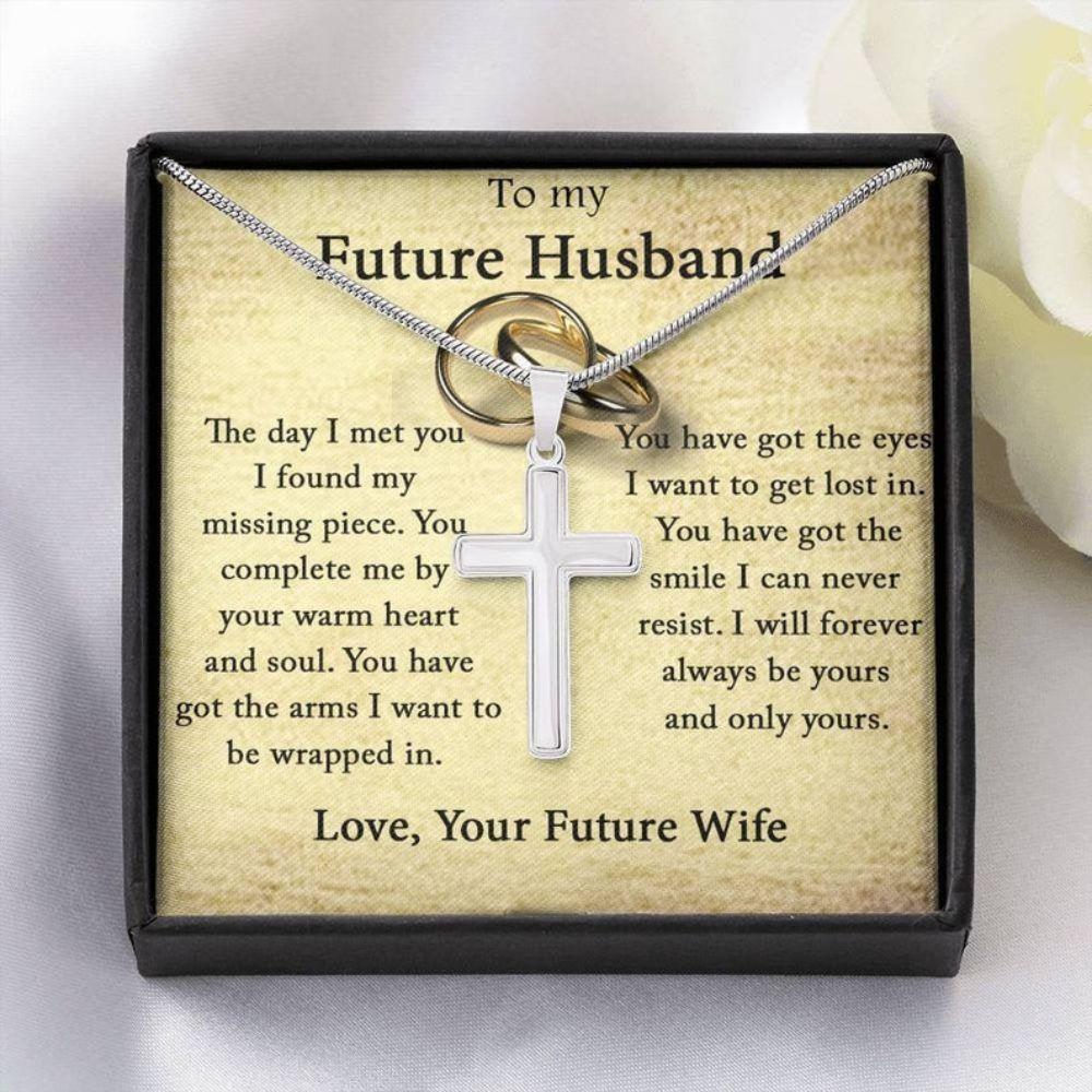 Boyfriend Necklace, Future Husband Gift, Gifts For Fiance Him, Cross Necklace For Him, Engagement Gift For Future Husband, Fiance Birthday, Husband Engagement