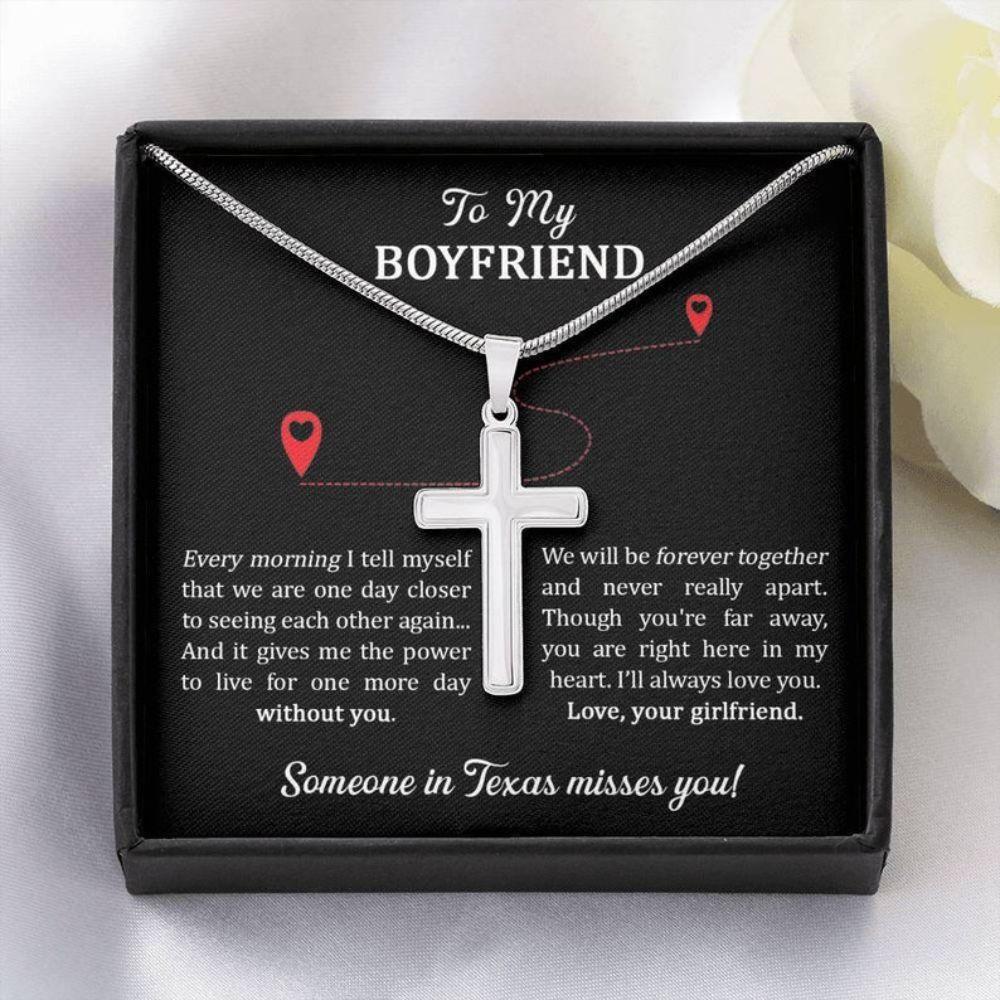 Boyfriend Necklace, Long Distance Relationship Gift For Boyfriend, Love Long Distance Necklace From Girlfriend