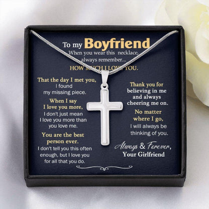 Boyfriend Necklace, Sentimental Gift For Boyfriend, Cross Necklace For Boyfriend From Girlfriend