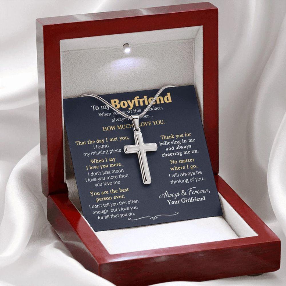 Boyfriend Necklace, Sentimental Gift For Boyfriend, Cross Necklace For Boyfriend From Girlfriend