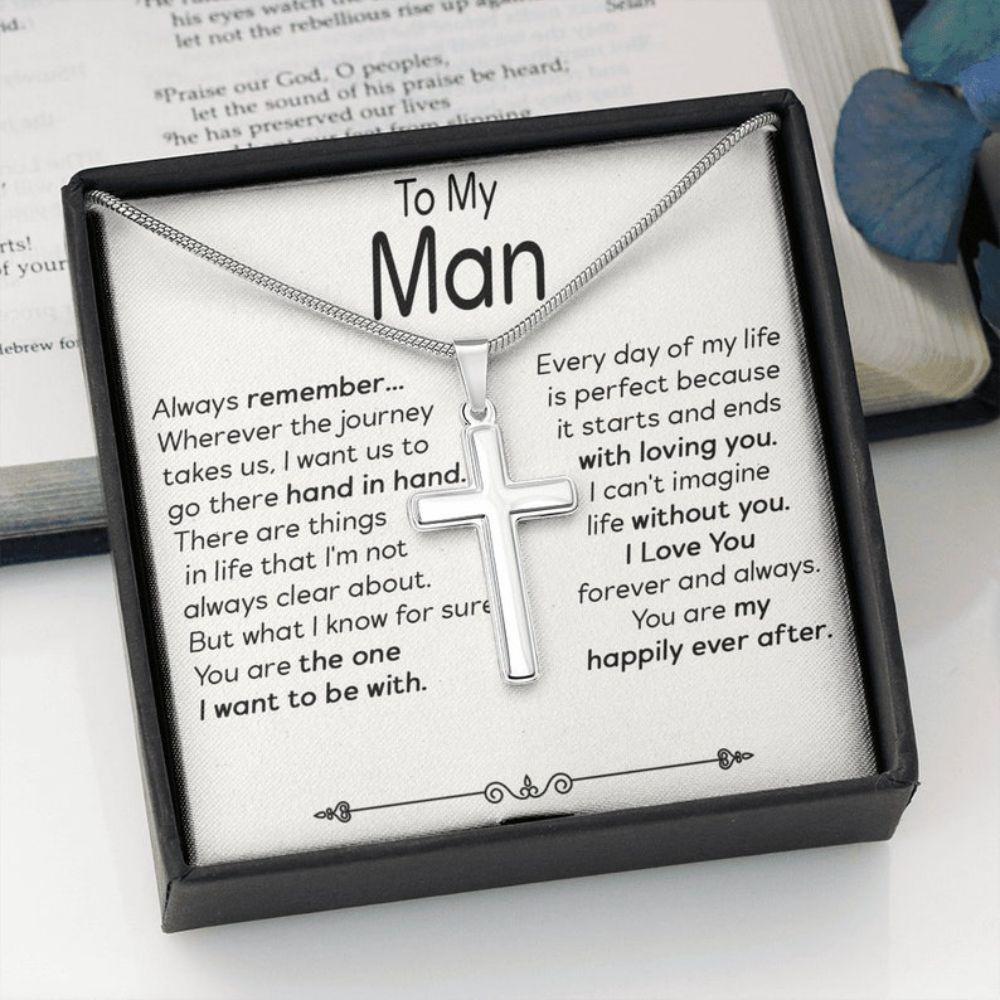 Boyfriend Necklace, To My Man Necklace, Meaningful Boyfriend Cross Necklace, Boyfriend/ Husband Necklace, Christian Gift For Man