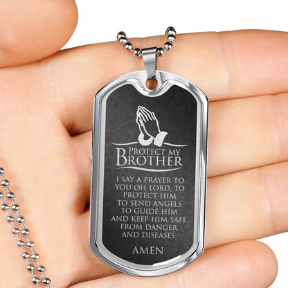 Brother Dog Tag, Custom Amen Protect My Brother Dog Tag Military Chain Necklace Dog Tag Rakva