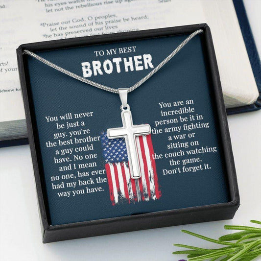 Brother Necklace, Best Brother Gift, To My Army Brother Cross Necklace, Happy Independence Day For Army Brother