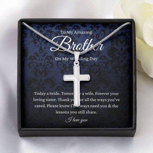 Brother Necklace, Brother Of The Bride Gift From Sister, To Brother Wedding Day Neckalace Gift From Bride