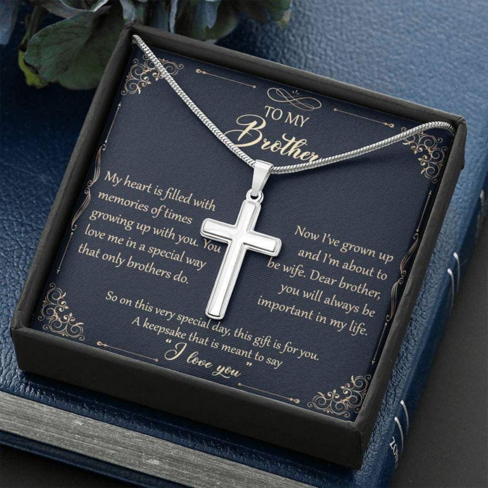 Brother Necklace, Brother Wedding Gift, Brother Of The Bride Gift From Bride, Sister To Brother, To My Brother On My Christmas Day, Wedding Gift For Brother