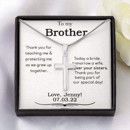 Brother Necklace, Brother Wedding Gift From Bride, Wedding Day Gift For Brother Of The Bride, Cute Wedding Gift Sister To Brother, Wedding Brother Necklace