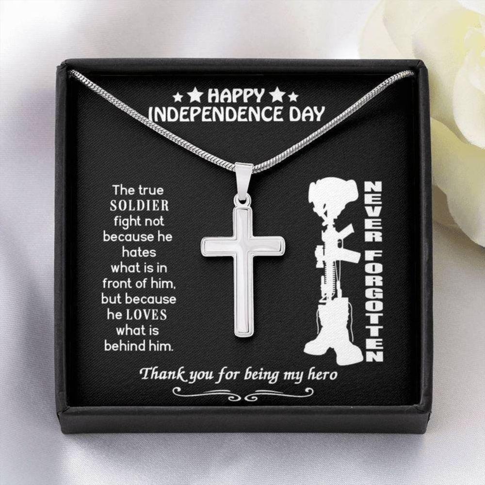 Brother Necklace, Dad Necklace, US Army Gift For Brother, Happy Independence Day, Military Gift For Dad, Soldier Cross