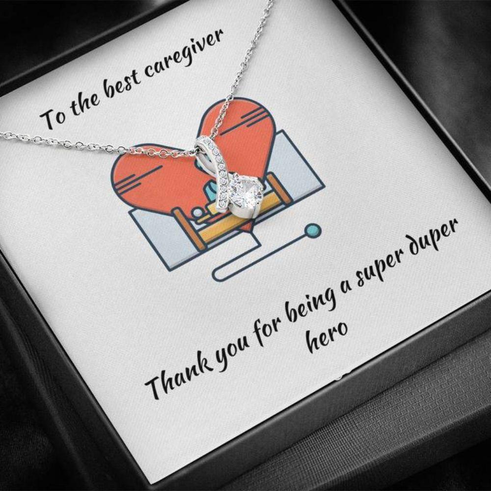 Caregiver Necklace, Gift Necklace With Message Card Best Caregiver Beauty Necklace