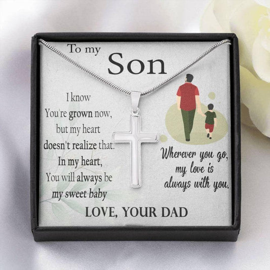Son Necklace, Cross Necklace Gift For Son From Dad, Christian, Religious, Birthday Necklace Rakva