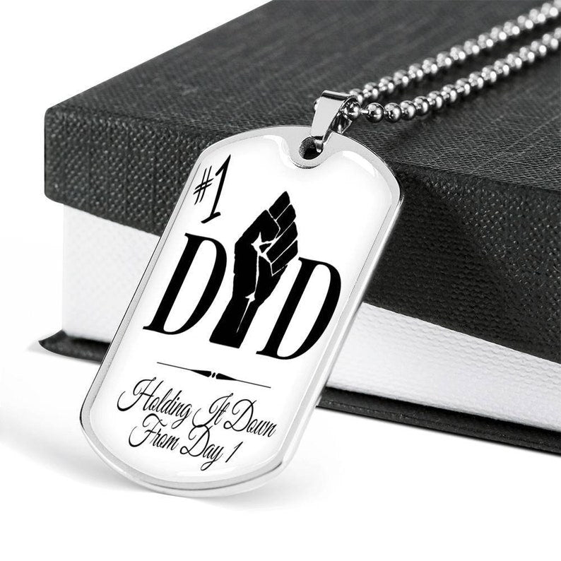 Dad Dog Tag, #1 Dad Power Fist Father’S Day Dog Tag Necklace Gift For Him