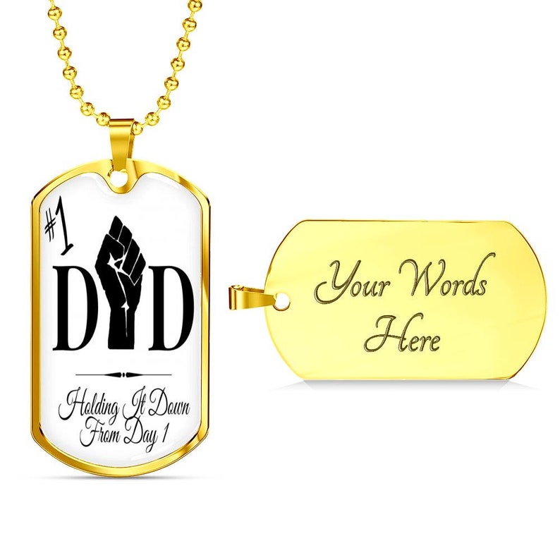 Dad Dog Tag, #1 Dad Power Fist Father’S Day Dog Tag Necklace Gift For Him Rakva