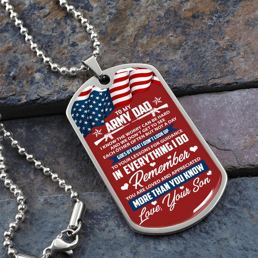 Dad Dog Tag, Army Dad Fathers Day  Dog Tag, Fathers Day Necklace, Army Dad Gifts, A Child-Daughter Or Son's Gift To Father Daddy