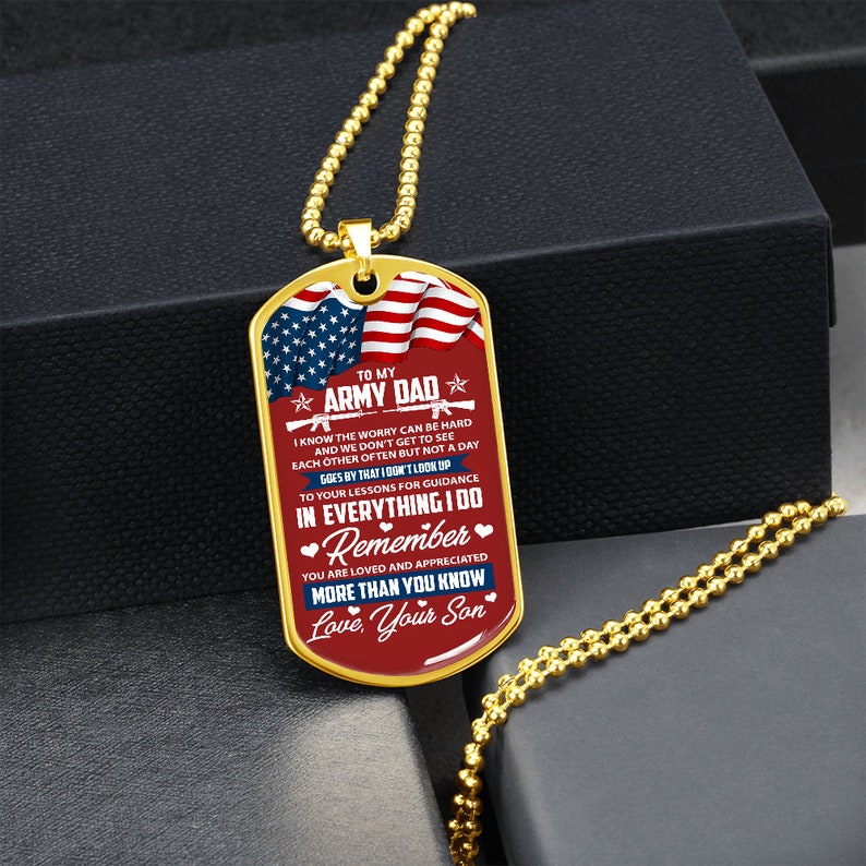 Dad Dog Tag, Army Dad Fathers Day  Dog Tag, Fathers Day Necklace, Army Dad Gifts, A Child-Daughter Or Son’S Gift To Father Daddy Rakva