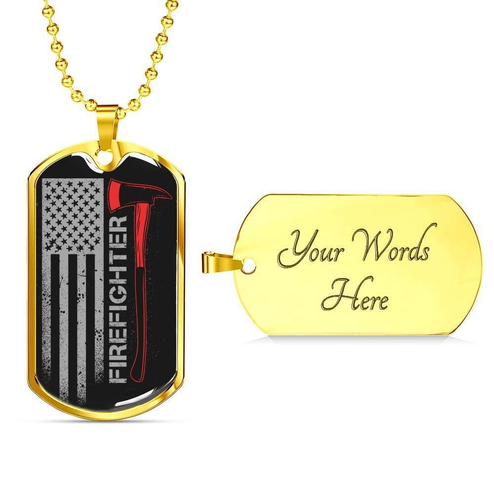 Dad Dog Tag Father’S Day Gift, Custom American Firefighter Dog Tag Military Chain Necklace For Firefighter Dog Tag