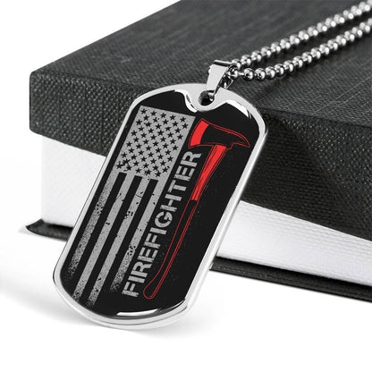 Dad Dog Tag Father’S Day Gift, Custom American Firefighter Dog Tag Military Chain Necklace For Firefighter Dog Tag