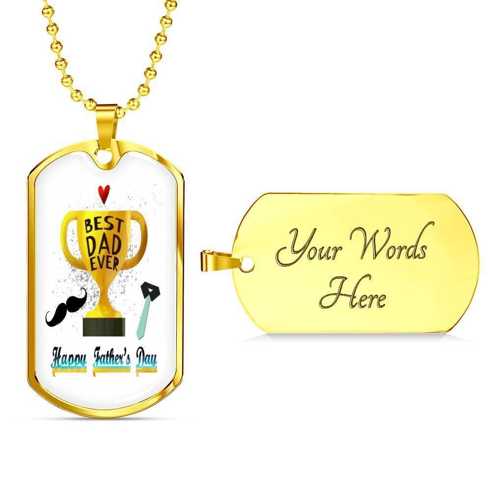 Dad Dog Tag Father’S Day Gift, Custom Best Dad Ever Dog Tag Military Chain Necklace For Dad Dog Tag
