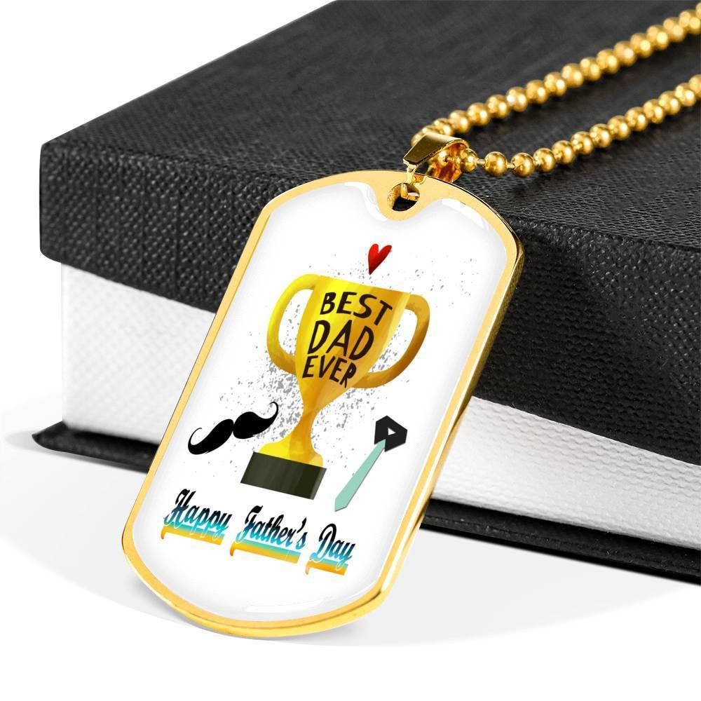 Dad Dog Tag Father’S Day Gift, Custom Best Dad Ever Dog Tag Military Chain Necklace For Dad Dog Tag