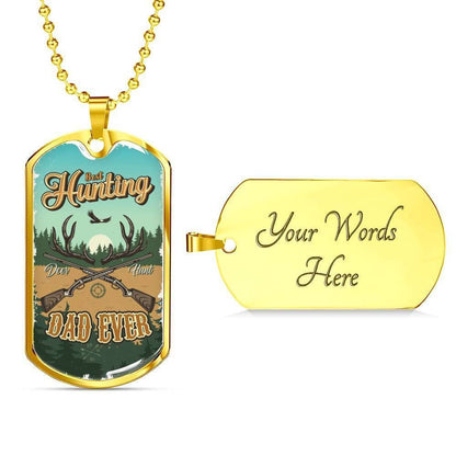 Dad Dog Tag Father’S Day Gift, Custom Best Hunting Dad Dog Tag Military Chain Necklace For Dad Dog Tag