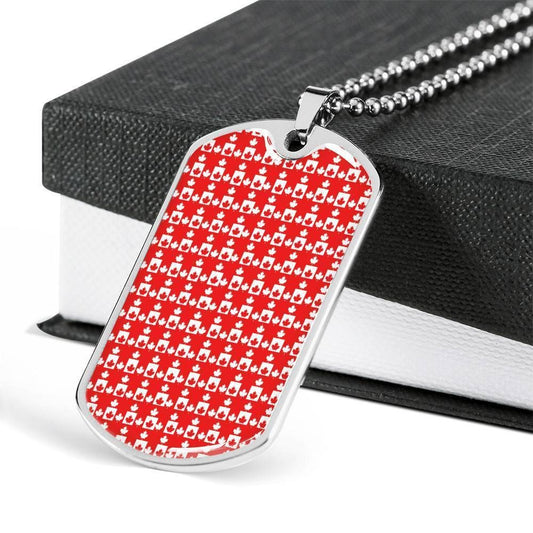 Dad Dog Tag Father’S Day Gift, Custom Canada Red Dog Tag Military Chain Necklace Gift For Men Dog Tag