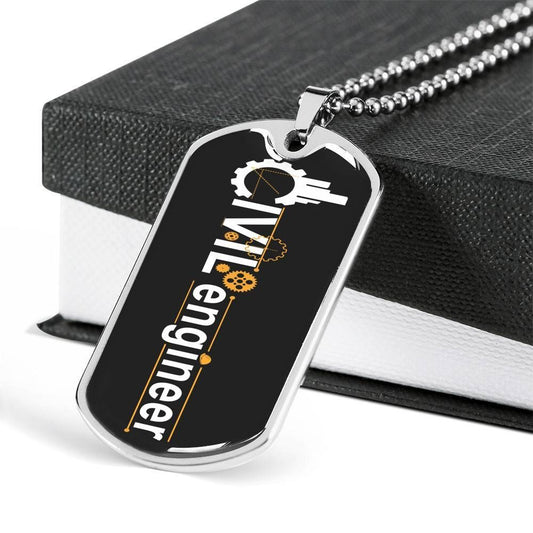 Dad Dog Tag Father’S Day Gift, Custom Civil Engineer Dog Tag Military Chain Necklace Gift For Men Dog Tag