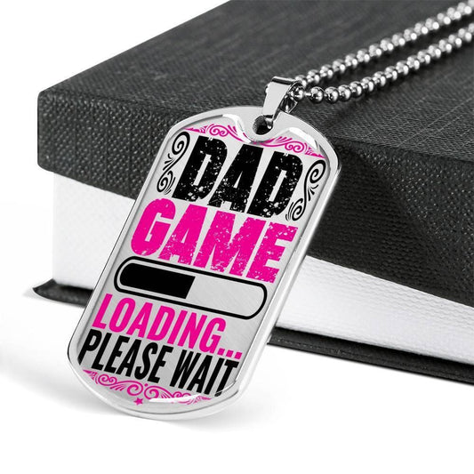Dad Dog Tag Father’S Day Gift, Custom Dad Game Loading Please Wait Dog Tag Military Chain Necklace For Dad Dog Tag
