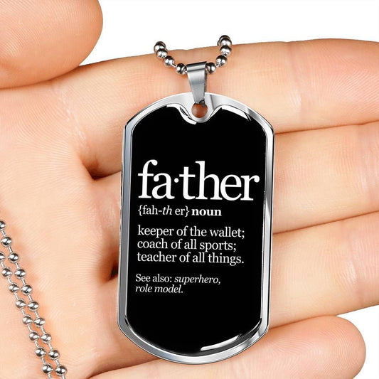 Dad Dog Tag Father’S Day Gift, Custom Dog Tag Military Chain Necklace For Father Dog Tag