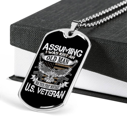 Dad Dog Tag Father’S Day Gift, Custom Dog Tag Military Chain Necklace For Us Veteran Eagle Dog Tag