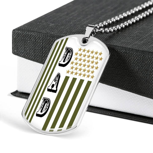 Dad Dog Tag Father’S Day Gift, Custom Dog Tag Military Chain Necklace Necklace Gift For Dad Dog Tag