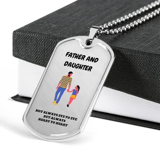 Dad Dog Tag Father’S Day Gift, Custom Father And Daughter Dog Tag Military Chain Necklace Giving Men Dog Tag