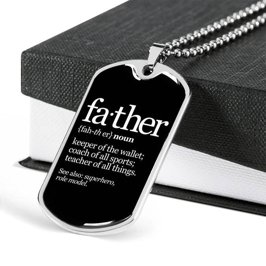 Dad Dog Tag Father’S Day Gift, Custom Father Is All Dog Tag Military Chain Necklace Gift For Men Dog Tag