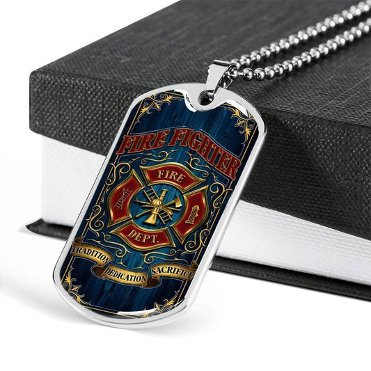 Dad Dog Tag Father’S Day Gift, Custom Fire Fighter Dog Tag Military Chain Necklace For Firefighter Dog Tag