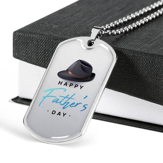 Dad Dog Tag Father’S Day Gift, Custom Happy Father’S Day Dog Tag Military Chain Necklace For Dad Dog Tag