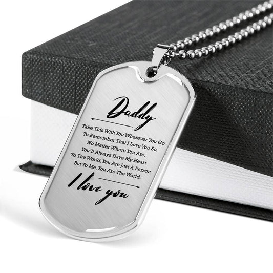 Dad Dog Tag Father’S Day Gift, Custom I Love You Dog Tag Military Chain Necklace For Daddy Dog Tag