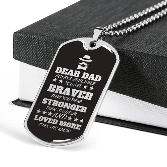 Dad Dog Tag Father’S Day Gift, Custom Loved More Than You Know Dog Tag Military Chain Necklace For Dad Dog Tag