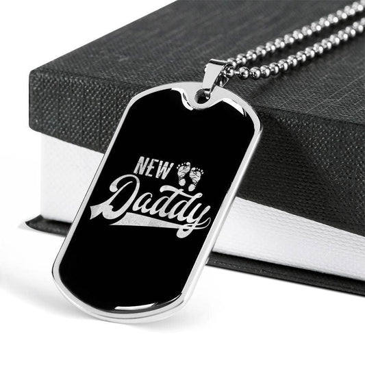 Dad Dog Tag Father’S Day Gift, Custom New Daddy Dog Tag Military Chain Necklace Gift For Daddy Dog Tag