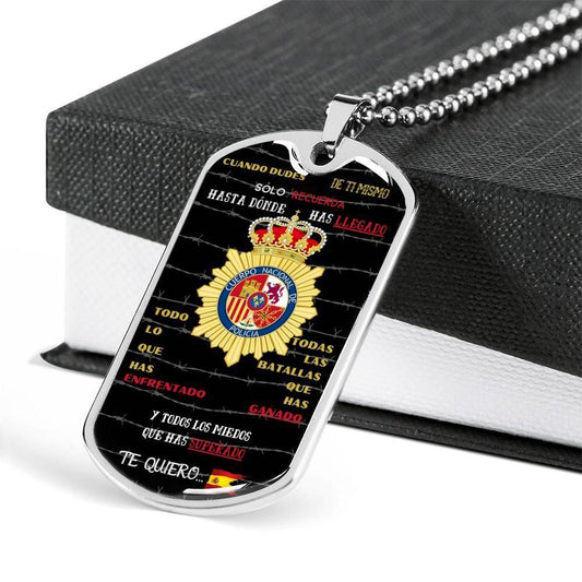 Dad Dog Tag Father’S Day Gift, Custom Policia Nacional Dog Tag Military Chain Necklace For Dad Dog Tag