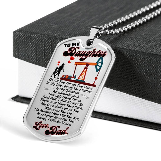 Dad Dog Tag Father’S Day Gift, Custom Quote Love From Dad To Daughter Dog Tag Military Chain Necklace Dog Tag