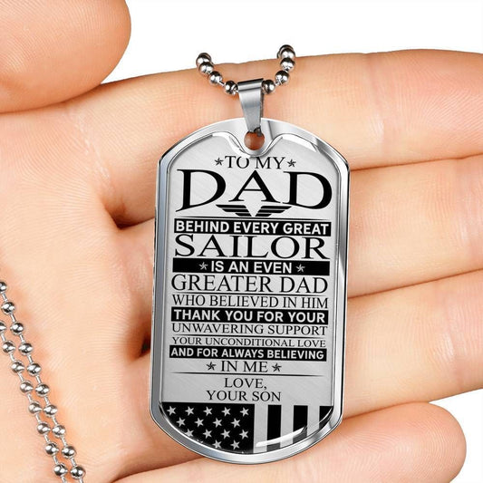 Dad Dog Tag Father’S Day Gift, Custom Sailor’S Dad Unconditional Love Dog Tag Military Chain Necklace Dog Tag