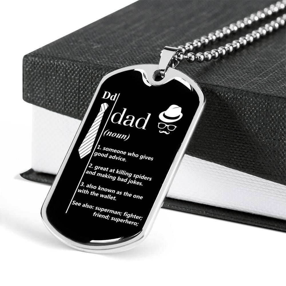 Dad Dog Tag Custom Picture, Dad Definition Dog Tag Military Chain Necklace Gift For Dad Dog Tag