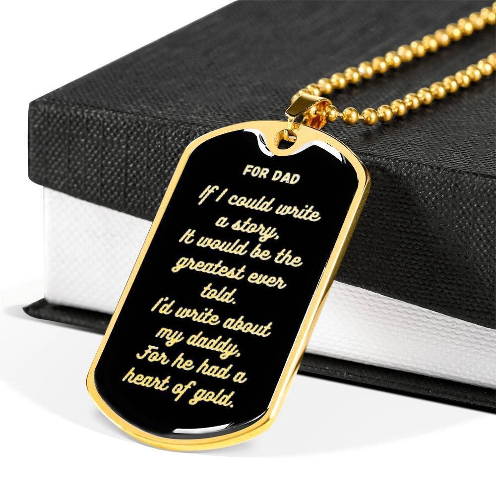 Dad Dog Tag Custom Picture Father’S Day Gift, Dad Had A Heart Of Gold Dog Tag Military Chain Necklace For Dad Dog Tag