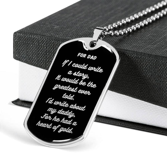 Dad Dog Tag Custom Picture, Dad Had A Heart Of Gold Dog Tag Military Chain Necklace For Dad Dog Tag