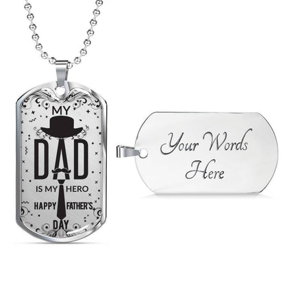Dad Dog Tag Custom Picture Father’S Day Gift, Dad Is My Hero Dog Tag Military Chain Necklace For Dad Dog Tag Rakva