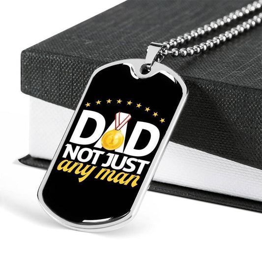 Dad Dog Tag Custom Picture, Dad Not Just Any Man Dog Tag Military Chain Necklace For Dad Dog Tag