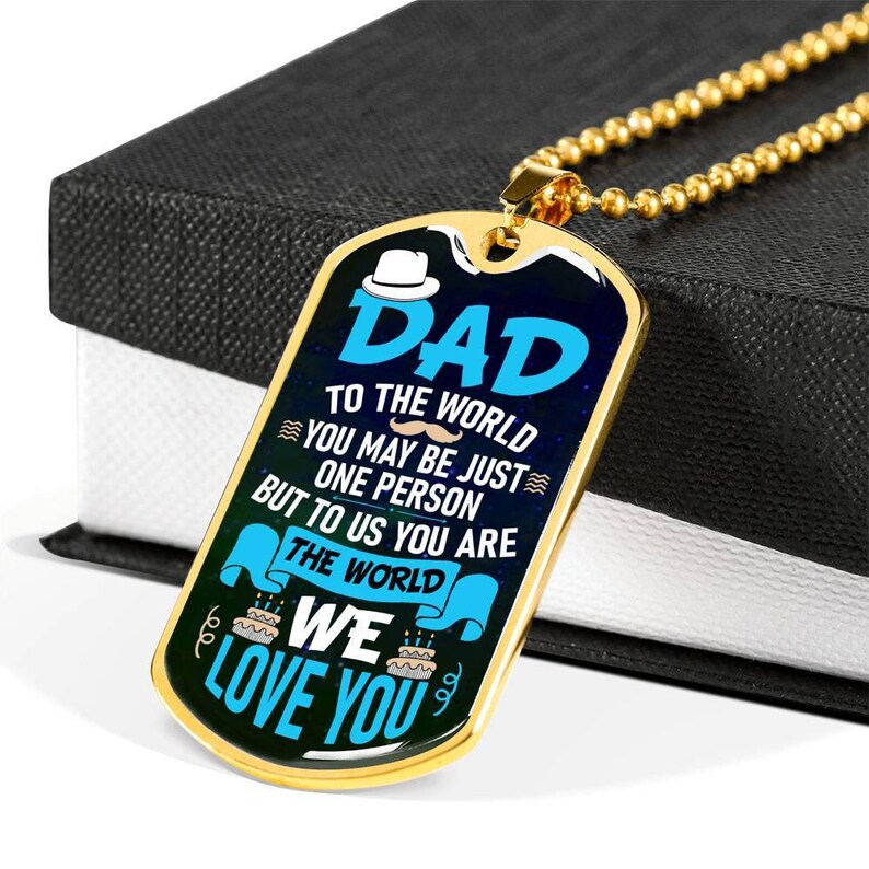 Dad Dog Tag, Dad You Are The World Father’S Day Dog Tag Necklace, Military Dog Tag Necklace For Dad Rakva