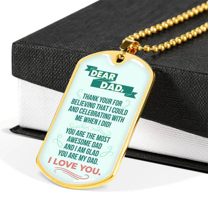 Dad Dog Tag, Father’S Day Dog Tag Necklace Gift For An Awesome Dad From Son/Daughter, Thank You, Appreciation, Papa