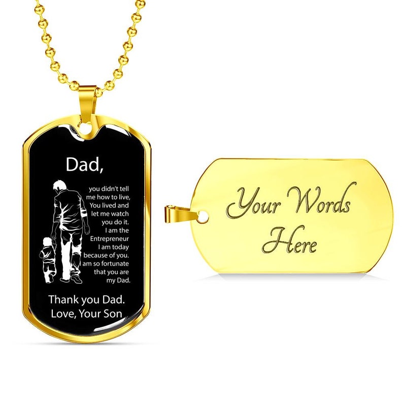 Dad Dog Tag, Father’S Day Dog Tag Necklace Gift For Dad From A An Entrepreneur Son, Thank You, Appreciation, Birthday, Papa Rakva