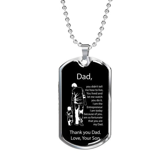 Dad Dog Tag, Father's Day Dog Tag Necklace Gift For Dad From A An Entrepreneur Son, Thank You, Appreciation, Birthday, Papa
