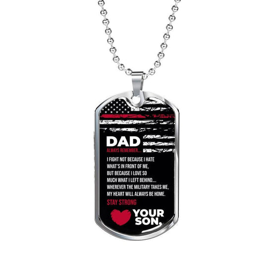Dad Dog Tag, Father's Day Dog Tag Necklace Gift For Dad From A Military, Navy, Airforce Son, Deployment Gift, Long Distance