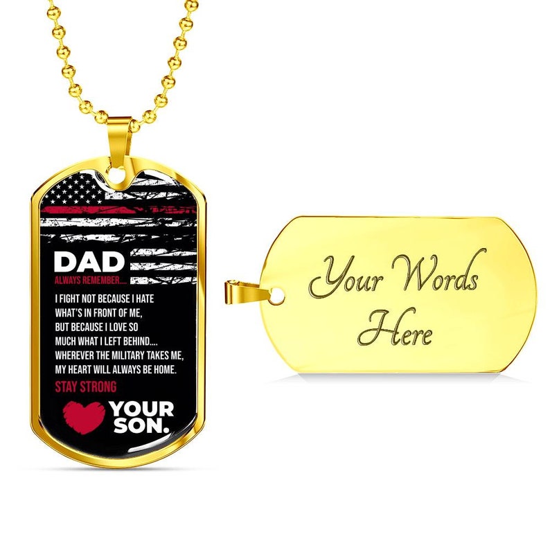 Dad Dog Tag, Father’S Day Dog Tag Necklace Gift For Dad From A Military, Navy, Airforce Son, Deployment Gift, Long Distance