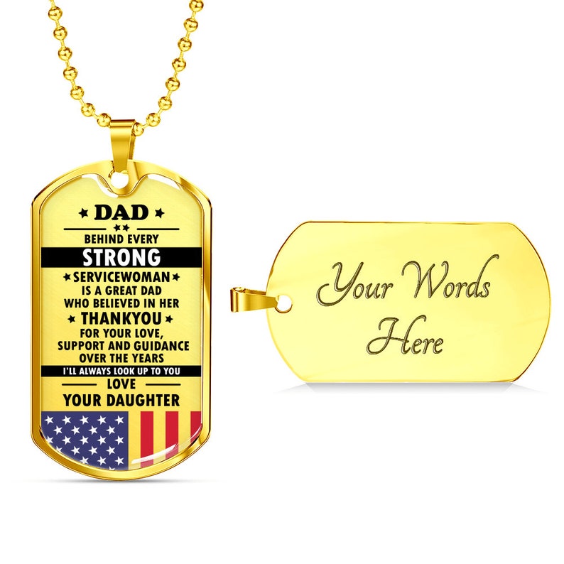 Dad Dog Tag, Fathers Day Necklace Gifts , To Dad , From Serviceman Daughter , Gift From Daughter , Personalized Fathers Day Dog Tag Rakva